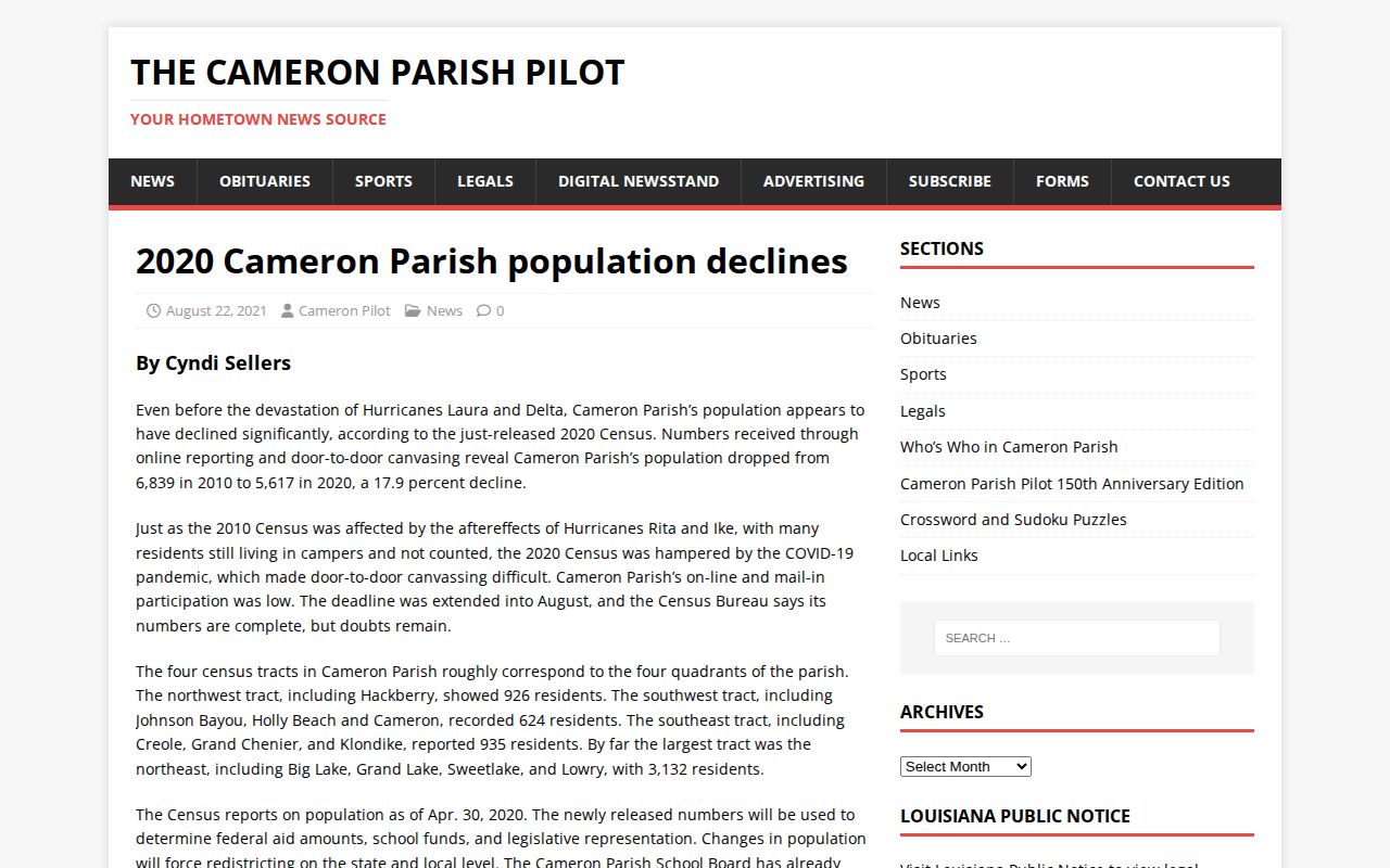 Cameron Parish Census context for Cameron recent arrests